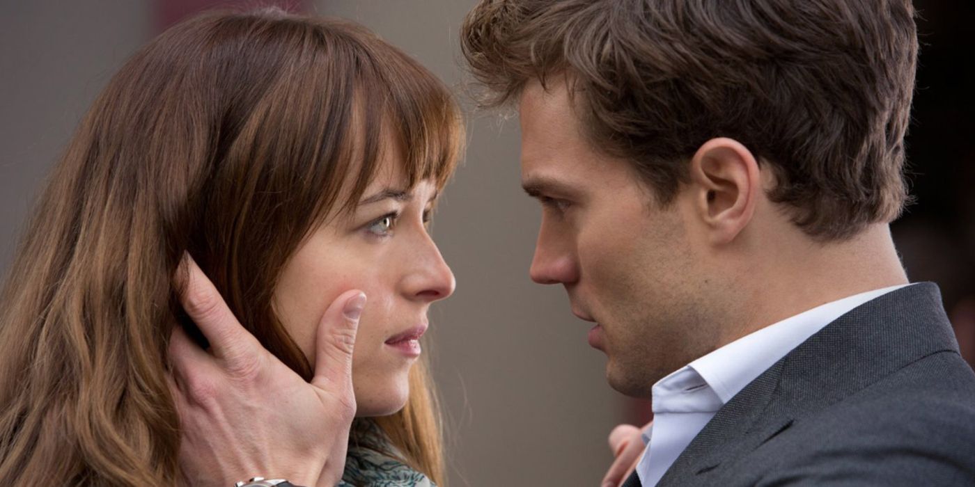 Dakota Johnson and Jamie Dornan starign into each other's eyes in Fifty Shades of Grey?