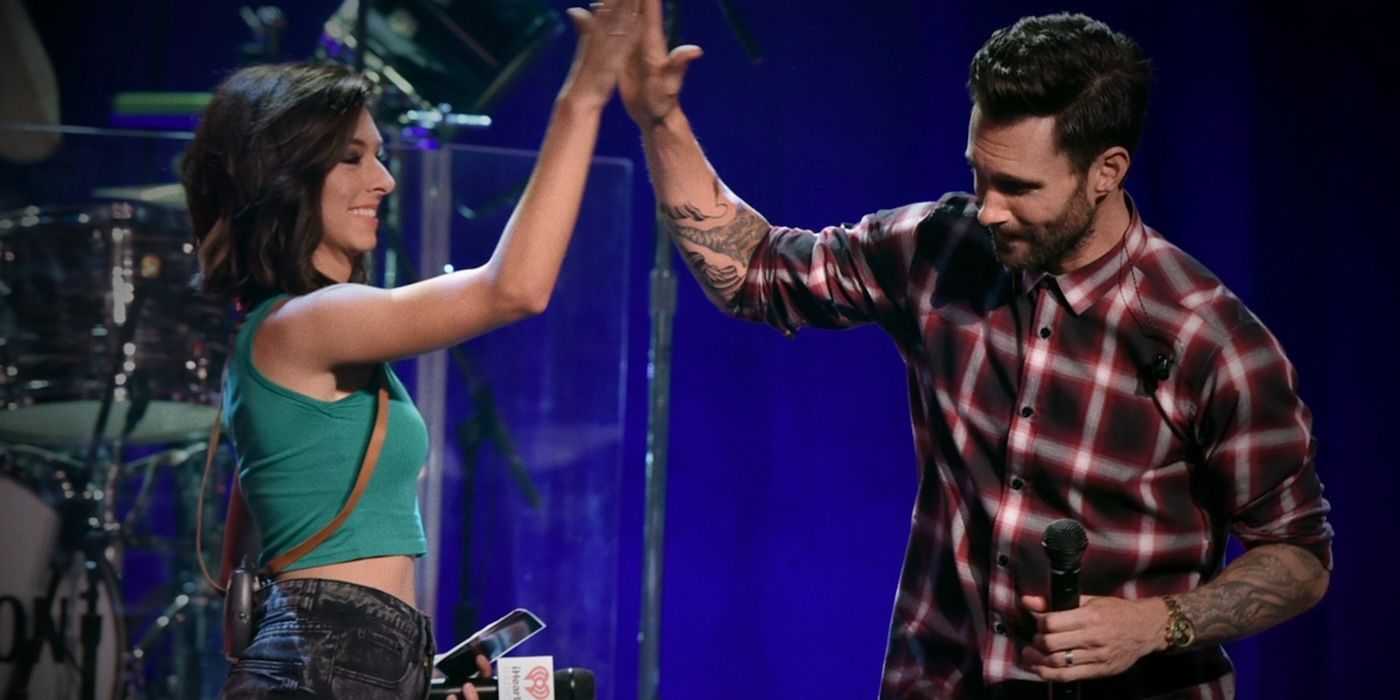 A photo of Christina Grimmie on stage with Adam Levine shared on 'Death By Fame'