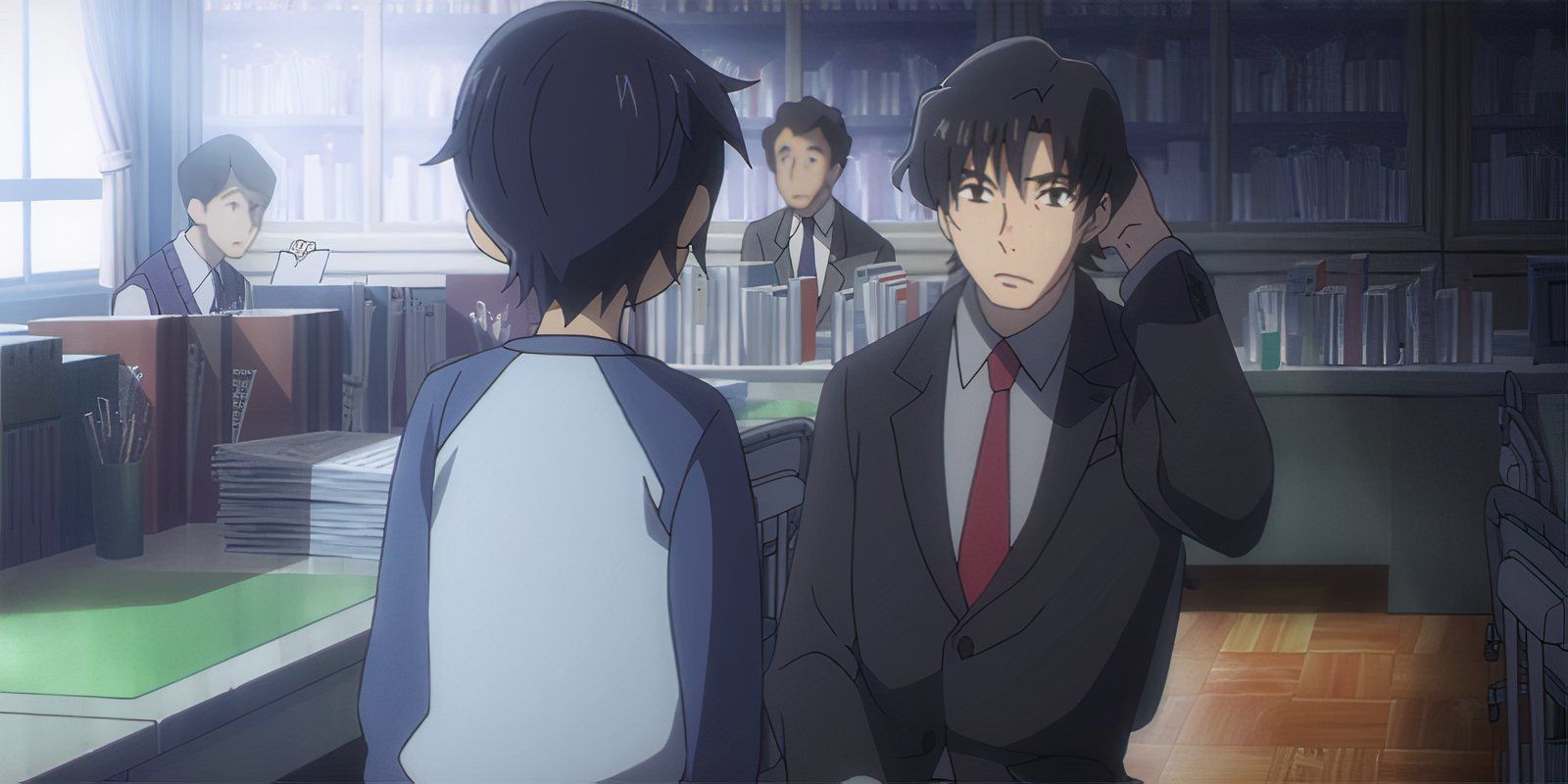 Gaku yashiro talking to a young Satoru Fujinuma in the series &lsquo;Erased.'
