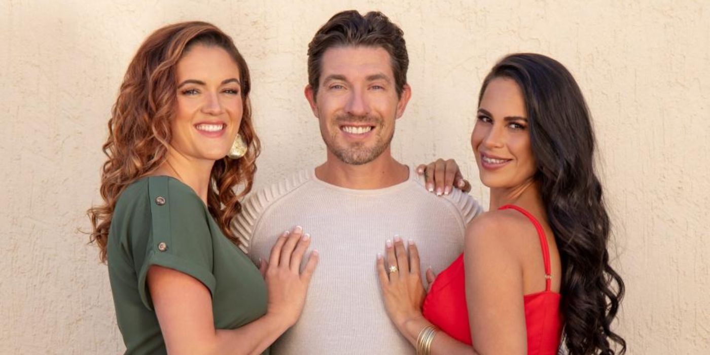 Garrick and Dannielle Merrifield pose with another woman and smile on Seeking Sister Wife.