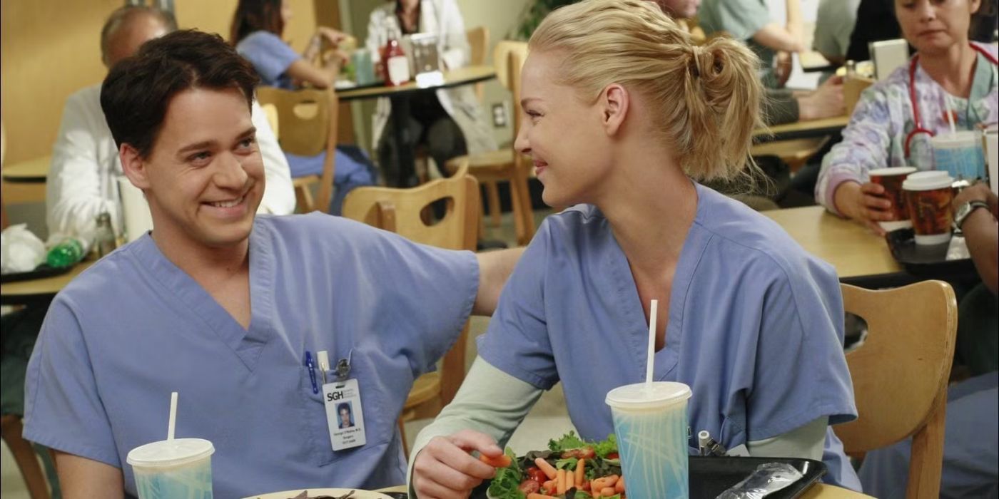 George O'Malley (T.R. Knight) and Izzie Stevens (Katherine Heigl) in 'Grey's Anatomy'