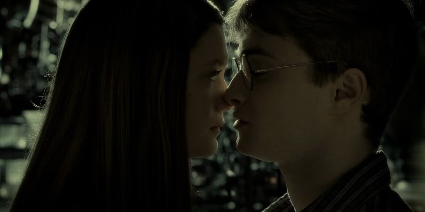 Ginny and Harry kissing in Harry Potter and the Half-Blood Prince.