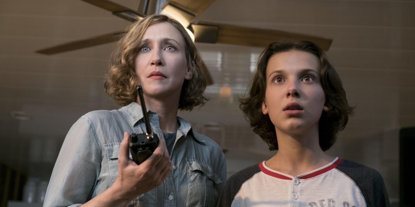 Vera Farmiga&rsquo;s Emma standing with Millie Bobby Brown&rsquo;s Madison in Godzilla: King of the Monsters