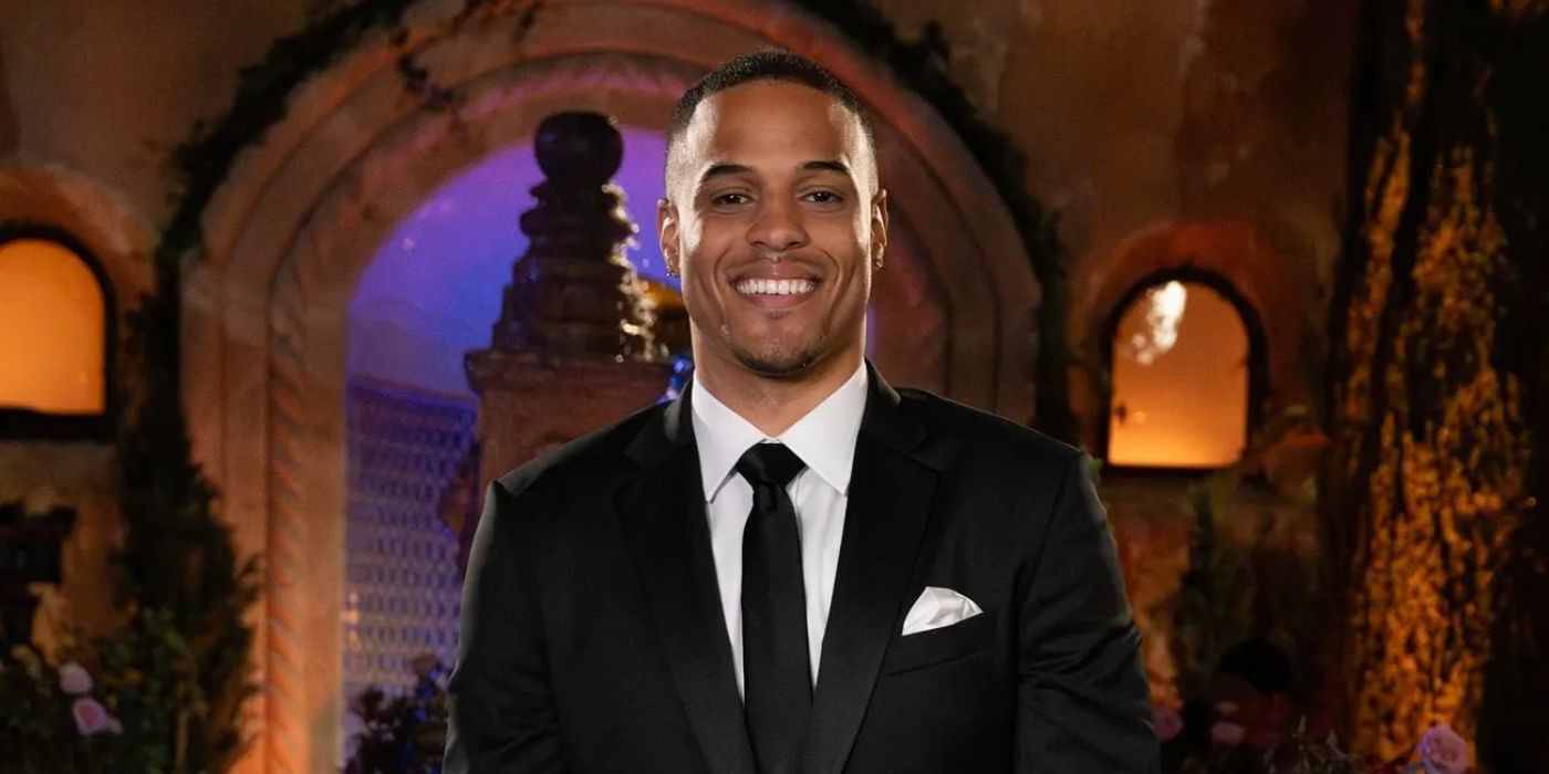 Grant Ellis wearing a suit and tie for 'The Bachelor' Season 29's premiere. 