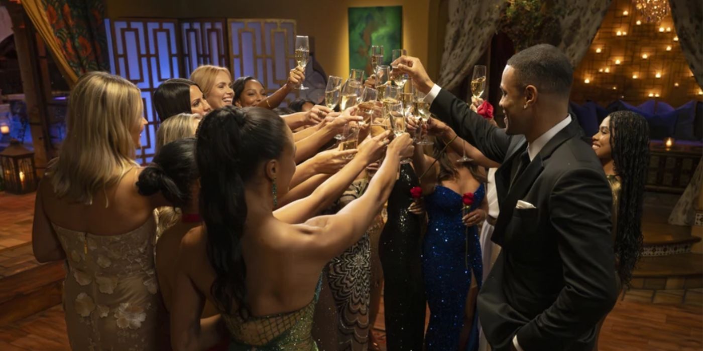 Grant Ellis toasting with the girls participating in 'The Bachelor' Season 29.