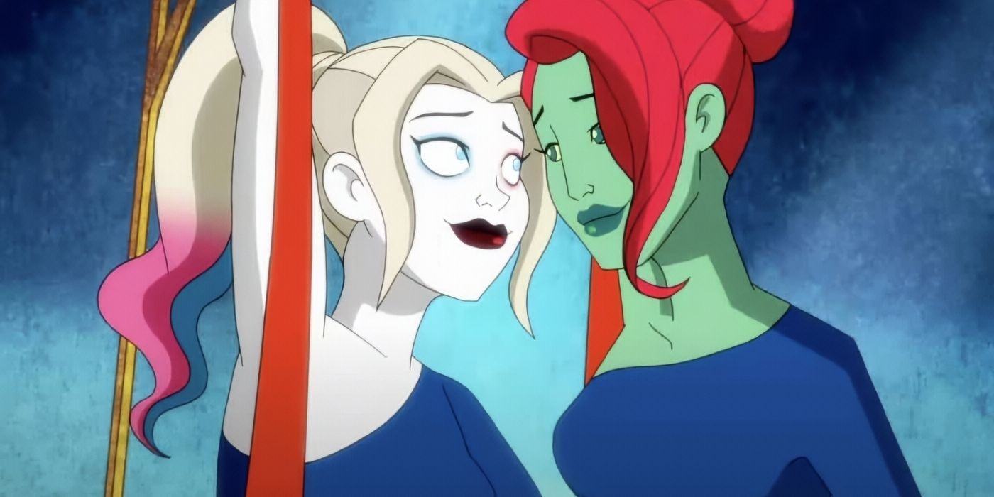 Harley and Ivy dressed as aerial silk performers in Harley Quinn Season 5