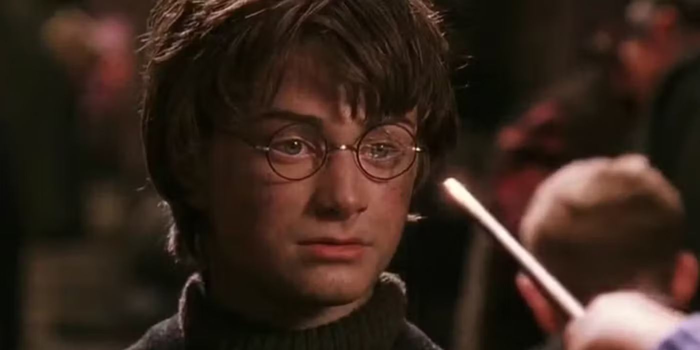 Emma Watson as Hermione casts Reparo on Harry Potter&rsquo;s glasses in Harry Potter and the Chamber of Secrets.
