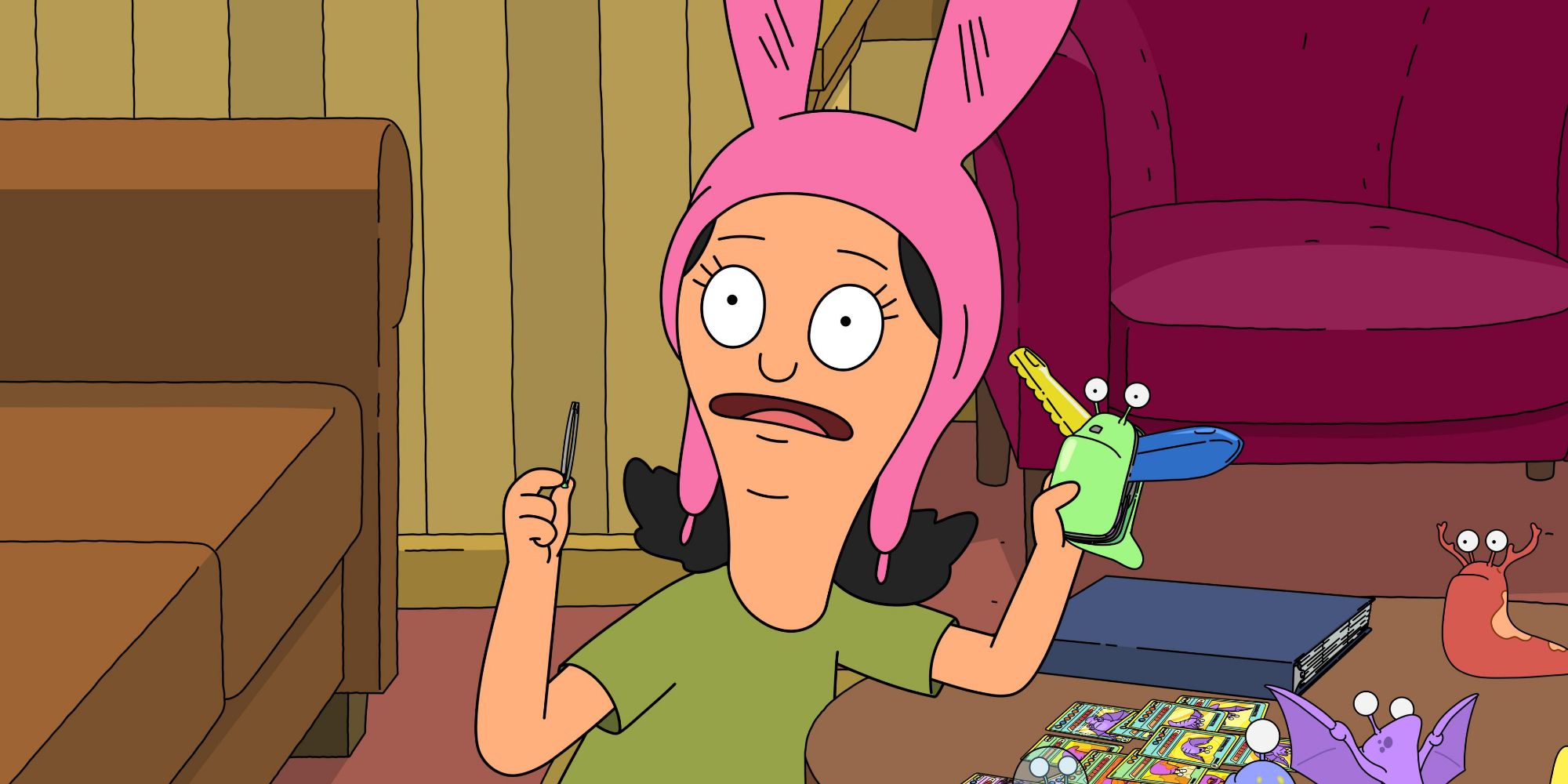 Louise Belcher with Tina's broken figure in "They Slug Horses, Don't They?" Season 15 Episode 8 of 'Bob's Burgers.'