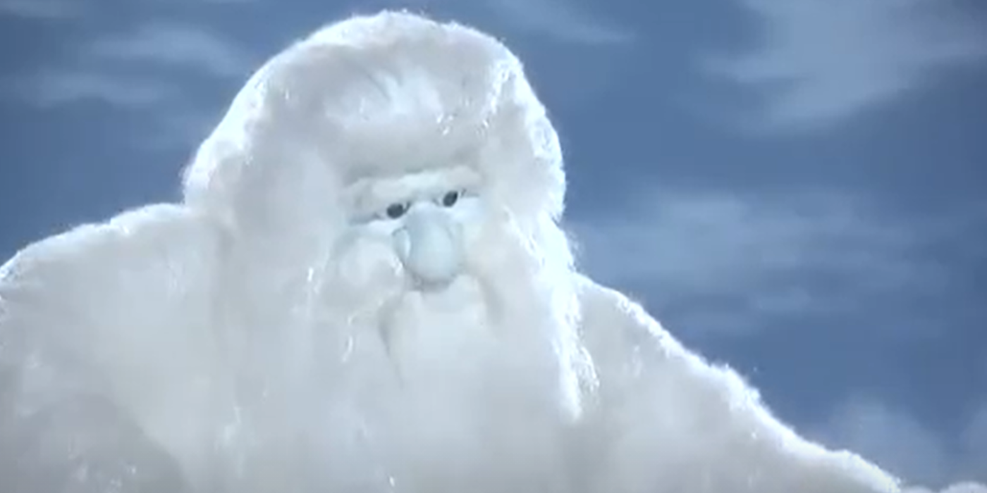 Father Winter high in the sky