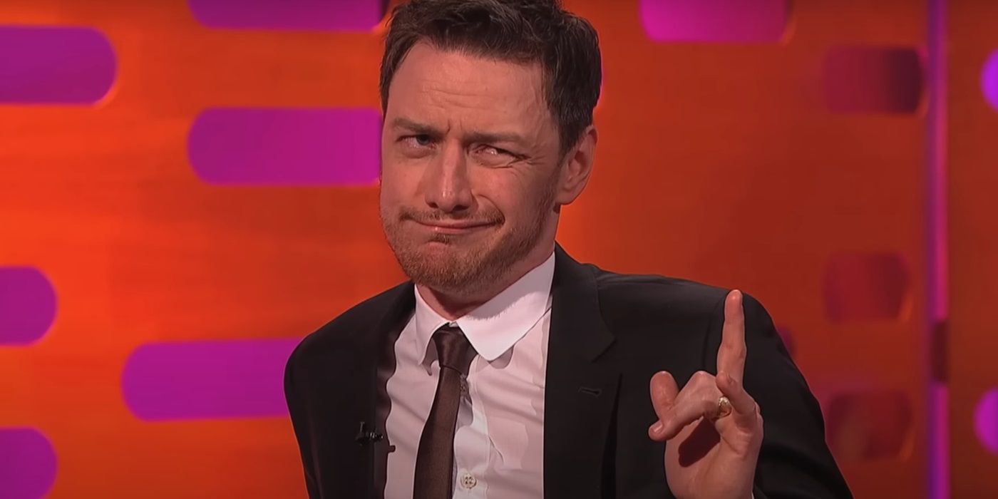James McAvoy pointing his finger cheekily on The Graham Norton Show.