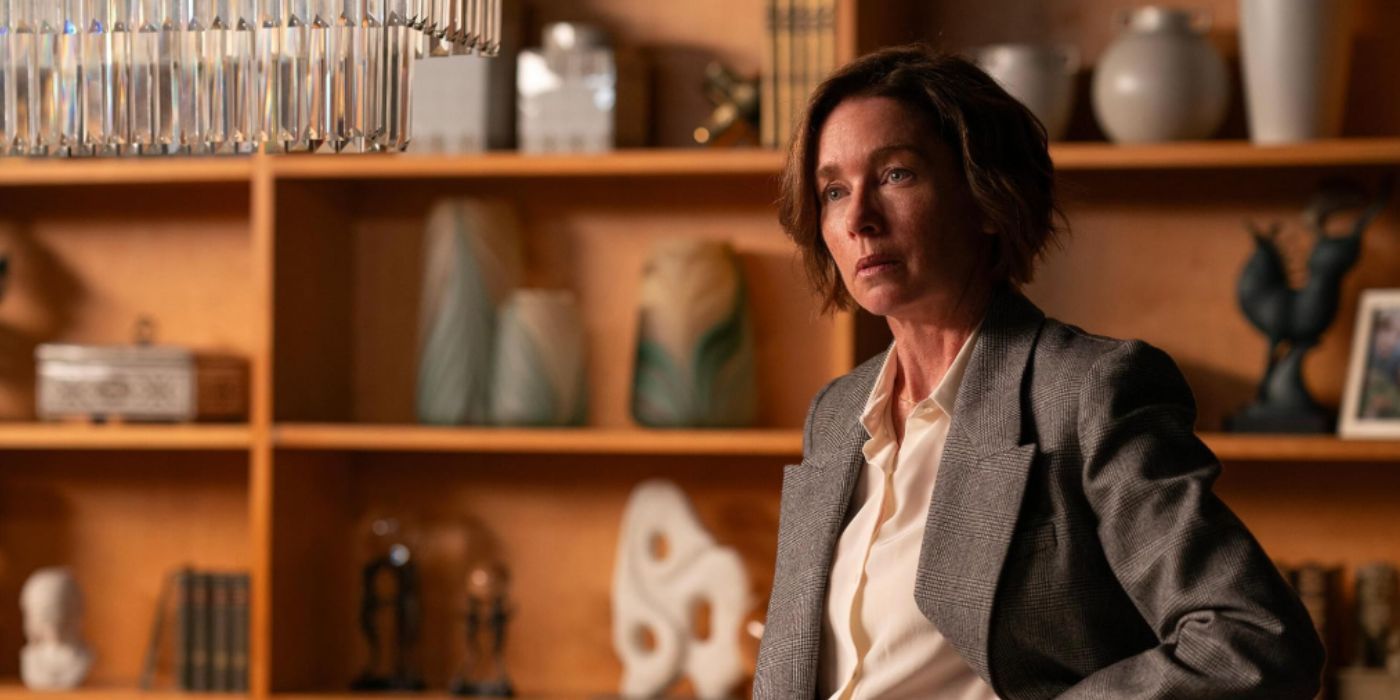 Julianne Nicholson standing with a hand on the hip in 'Paradise'.