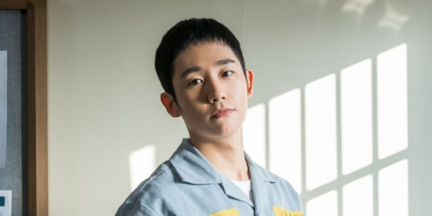 Jung Hae-in in uniform looking at the camera in Prison Playbook.