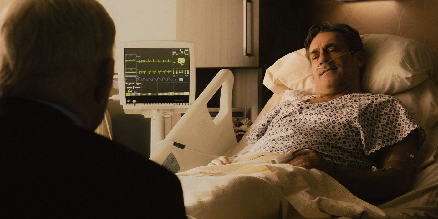 Jon Hamm in a hospital bed in Landman Episode 9