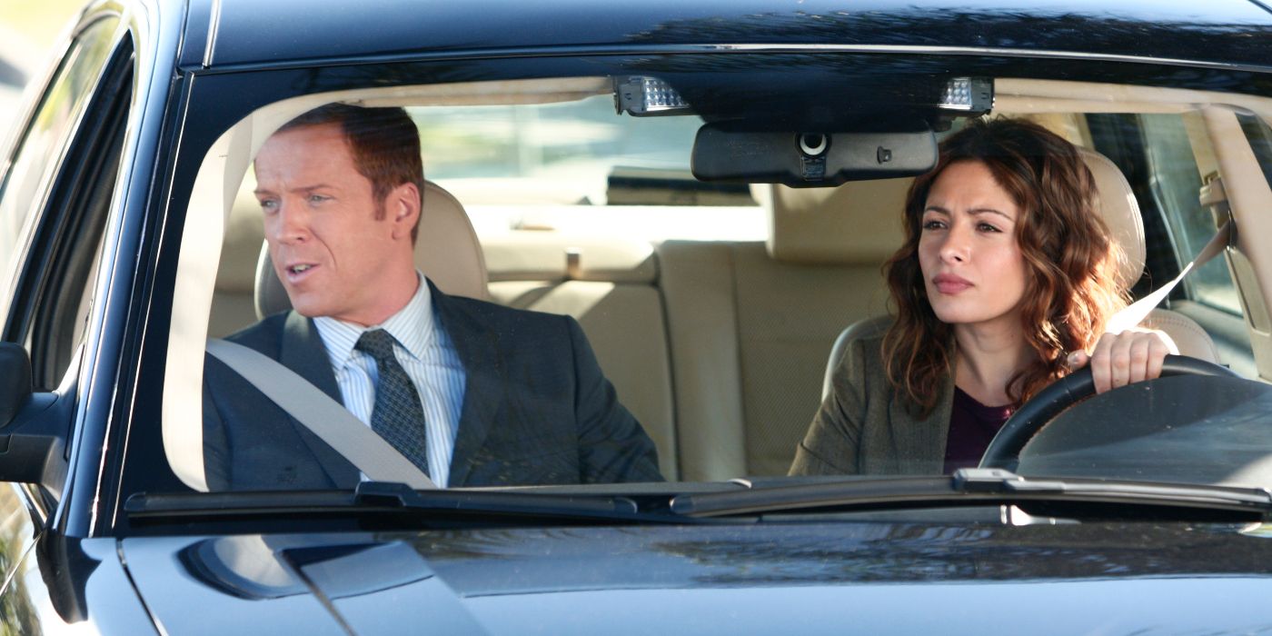 Charlie Crews (Damian Lewis) and Dani Reese (Sarah Shahi) sitting in a car together in Life