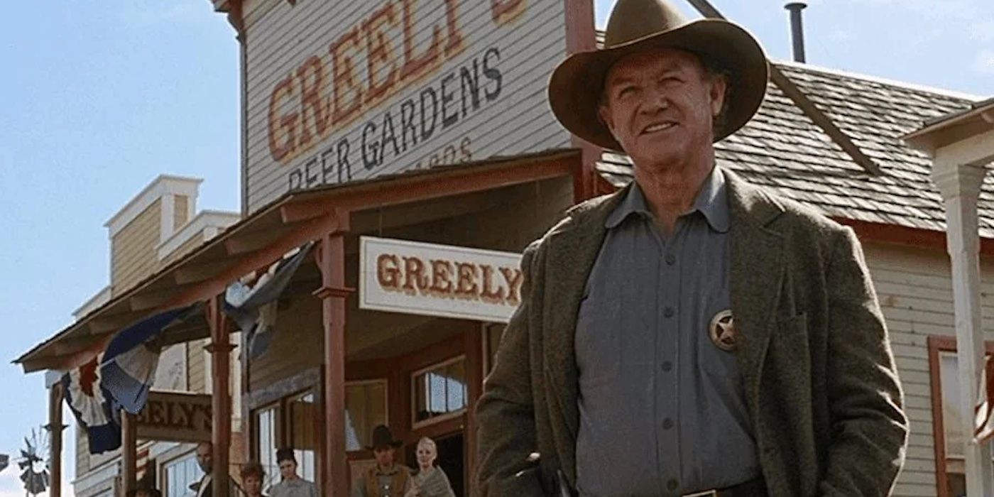 Little Bill Daggett (Gene Hackman) stands in the streets of town in 'Unforgiven'