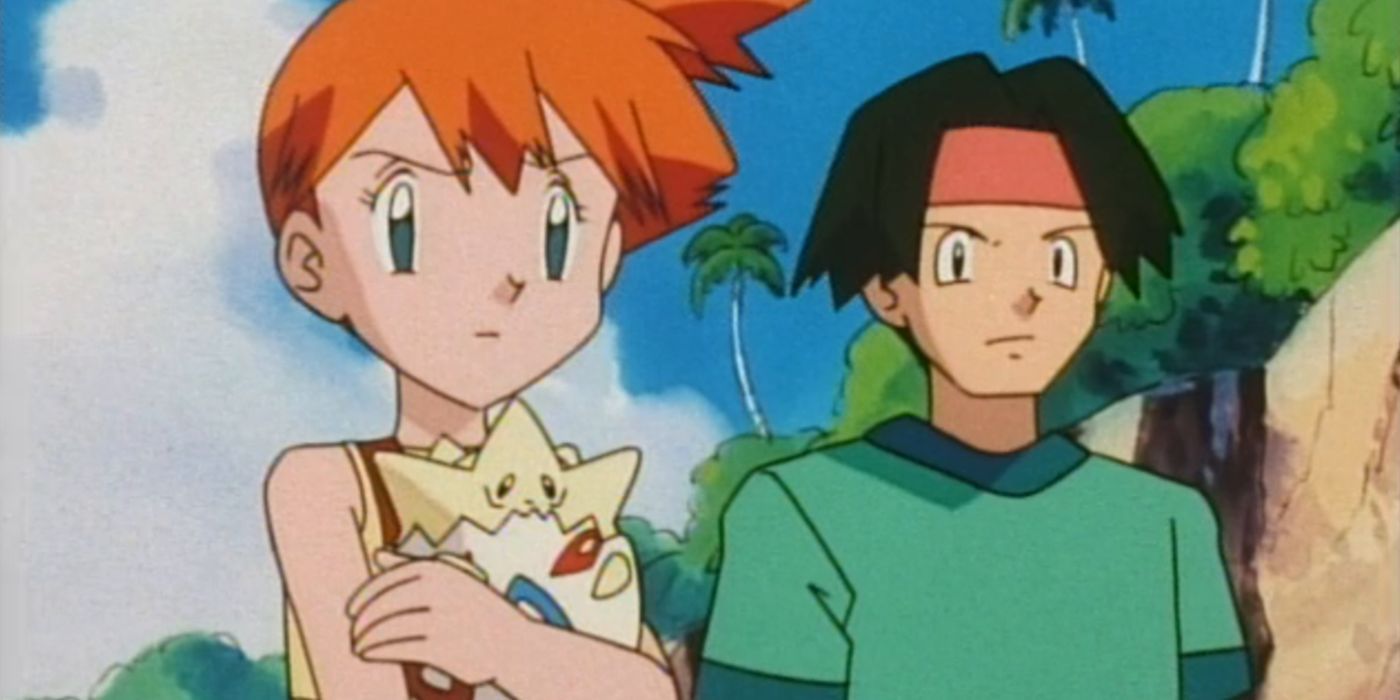 Misty and Tracey looking concerned in Pokémon: Adventures in the Orange Islands.