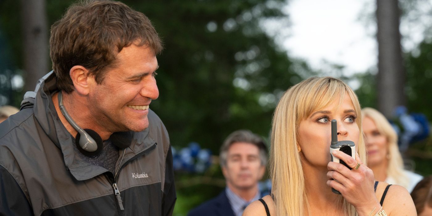 Nicholas Stoller and Reese Witherspoon on the set of You&rsquo;re Cordially Invited.