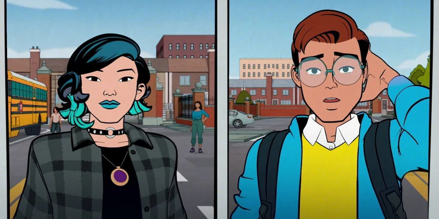 Split screen of Nico and Peter talking in Your Friendly Neighborhood Spider-Man