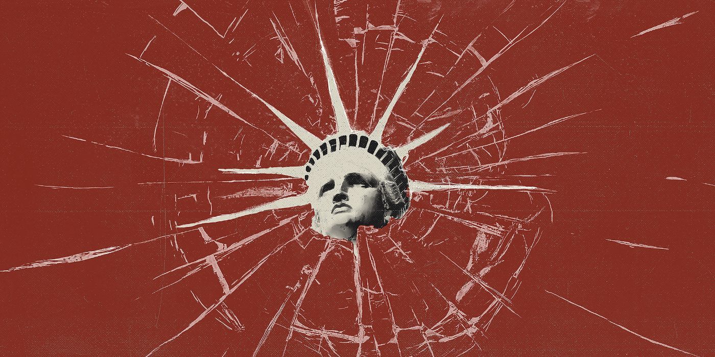 the statue of liberty's head is shattered in a bullet hole (?) in a poster for 'New York Homicide' S3