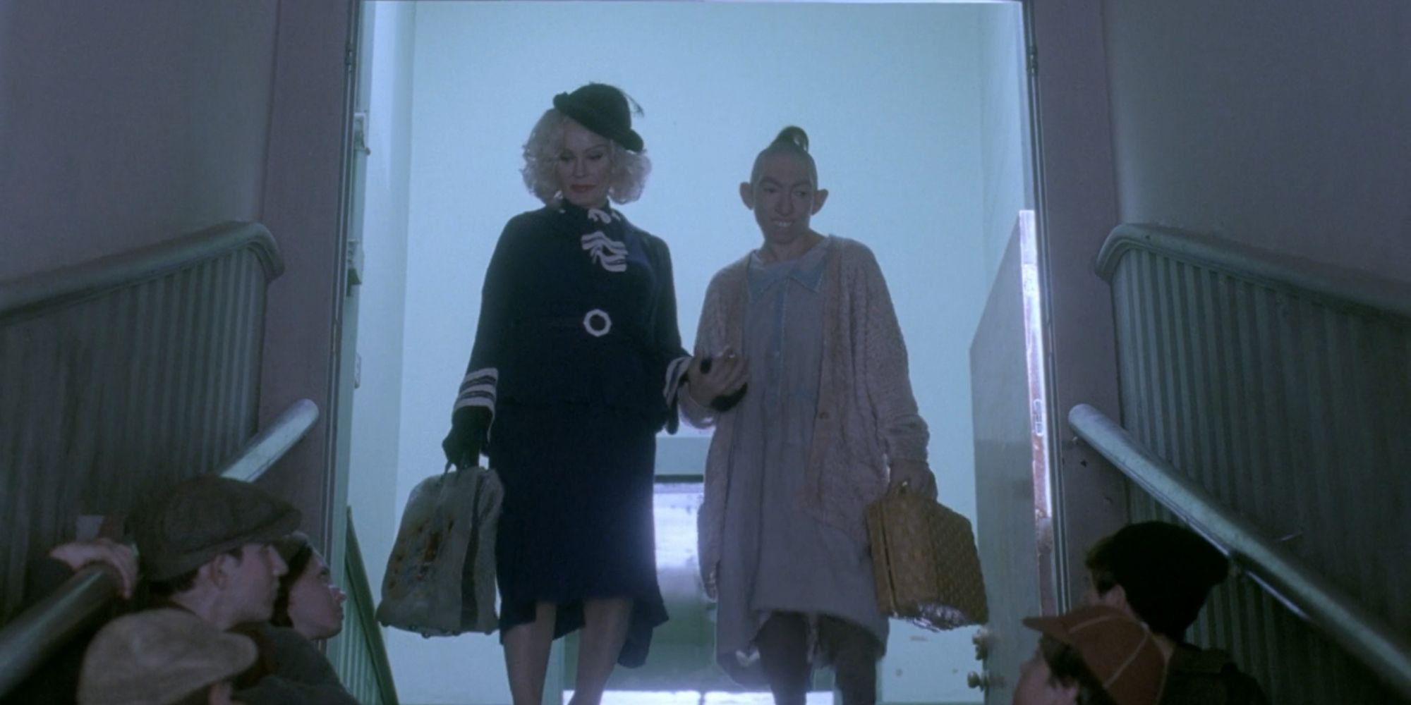 Elsa (Jessica Lange) and Pepper (Naomi Grossman) leave the orphanage in S4, E10 of 'American Horror Story: Freak Show.'