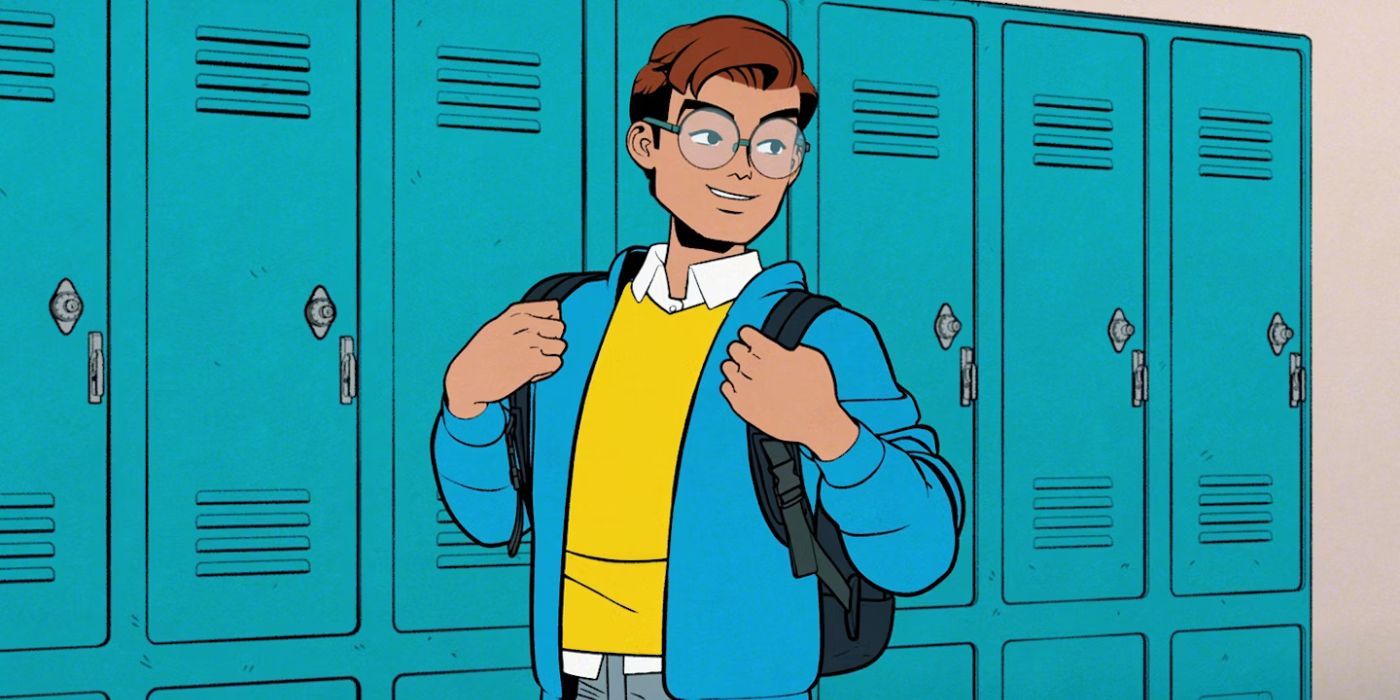 Peter smirking in the halls at school in Your Friendly Neighborhood Spider-Man