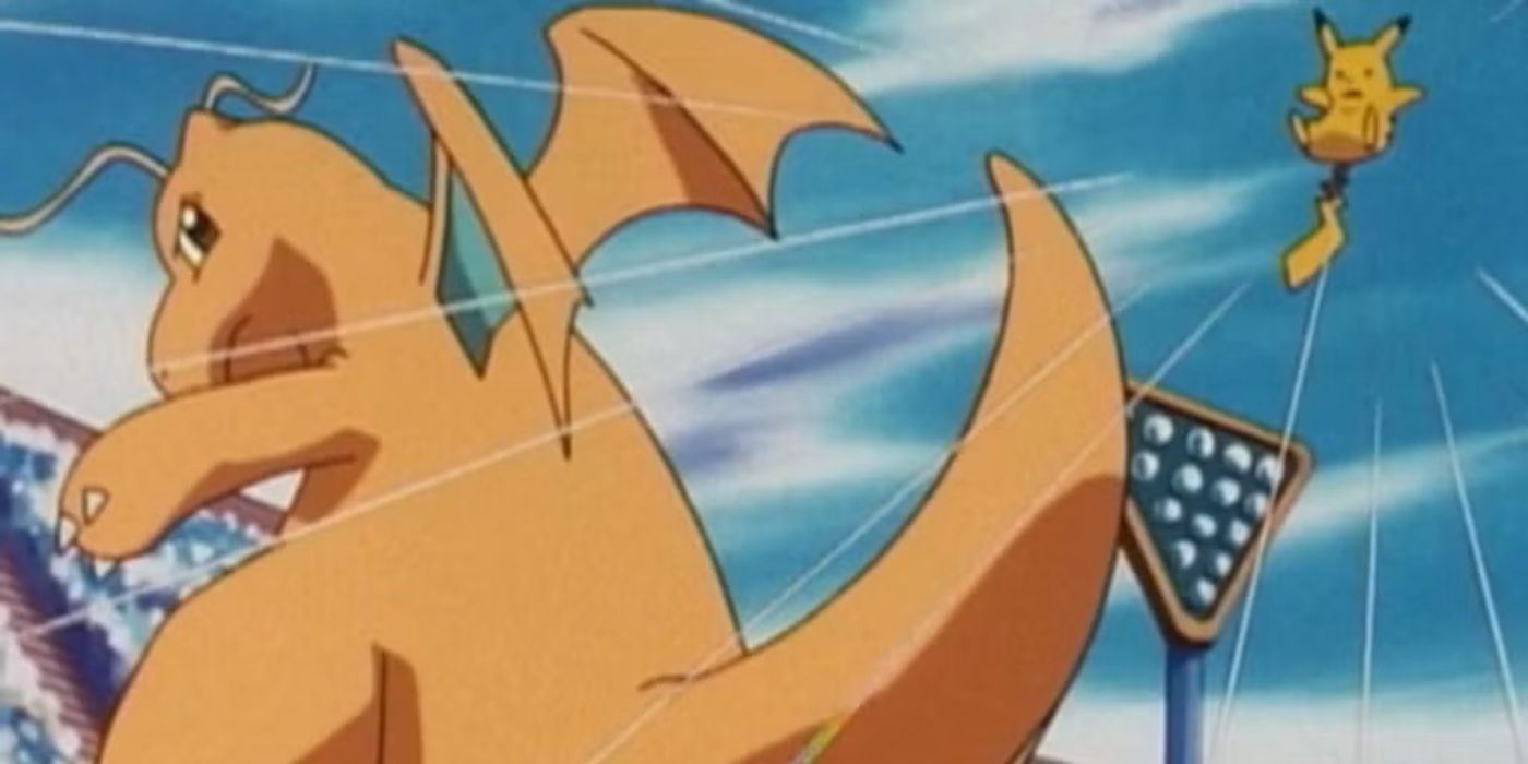 Drake&rsquo;s Dragonite launches Ash&rsquo;s Pikachu into the air in Pokémon.