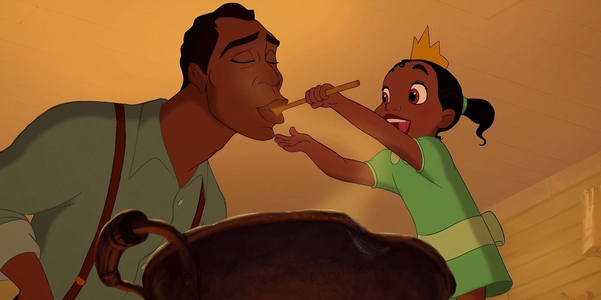 tiana as a child with her dad from princess and the frog