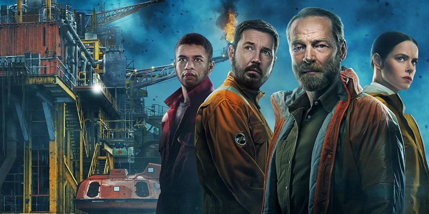 Promotional image for 'The Rig' with the main cast.