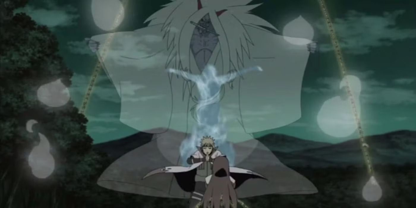 Demon behind Minato as he helps Kushina in Naruto.