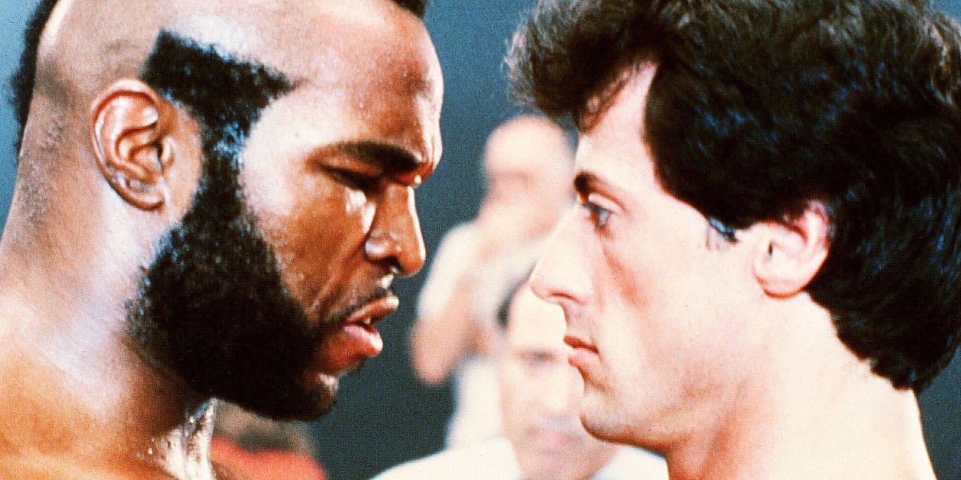 Mr. T&rsquo;s Clubber Lang staring down Sylvester Stallone&rsquo;s Rocky in Rocky III