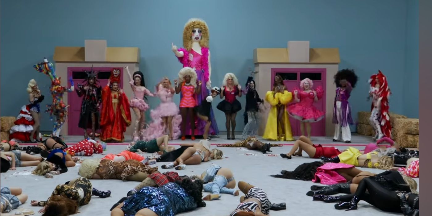 The final 14 queens from Season 17 of &lsquo;RuPaul&rsquo;s Drag Race&rsquo; after winning the &lsquo;Squid Game&rsquo; inspired parody.