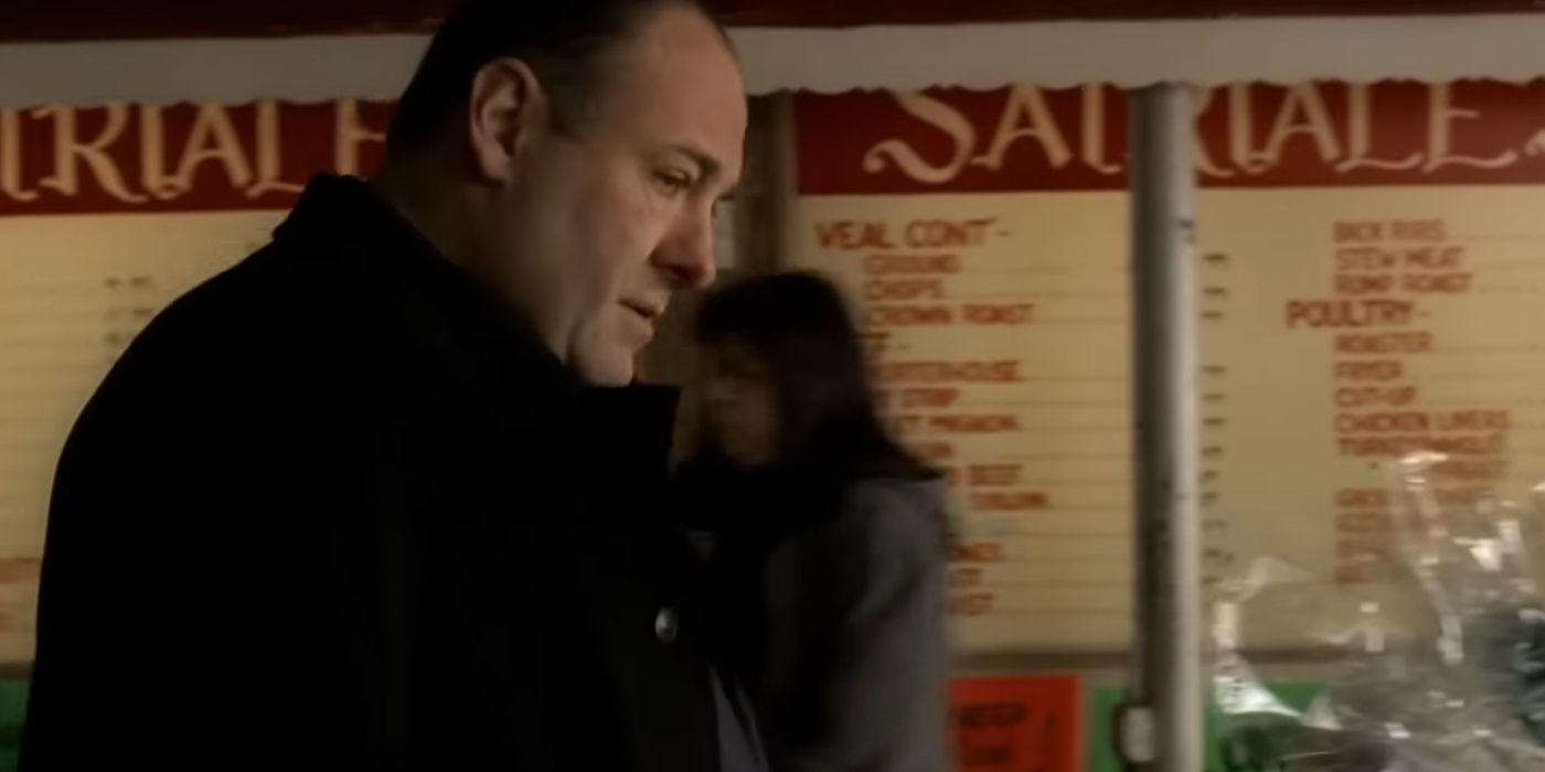 James Gandolfini as Tony Soprano in the meat market Satriale&rsquo;s in &lsquo;The Sopranos&rsquo;
