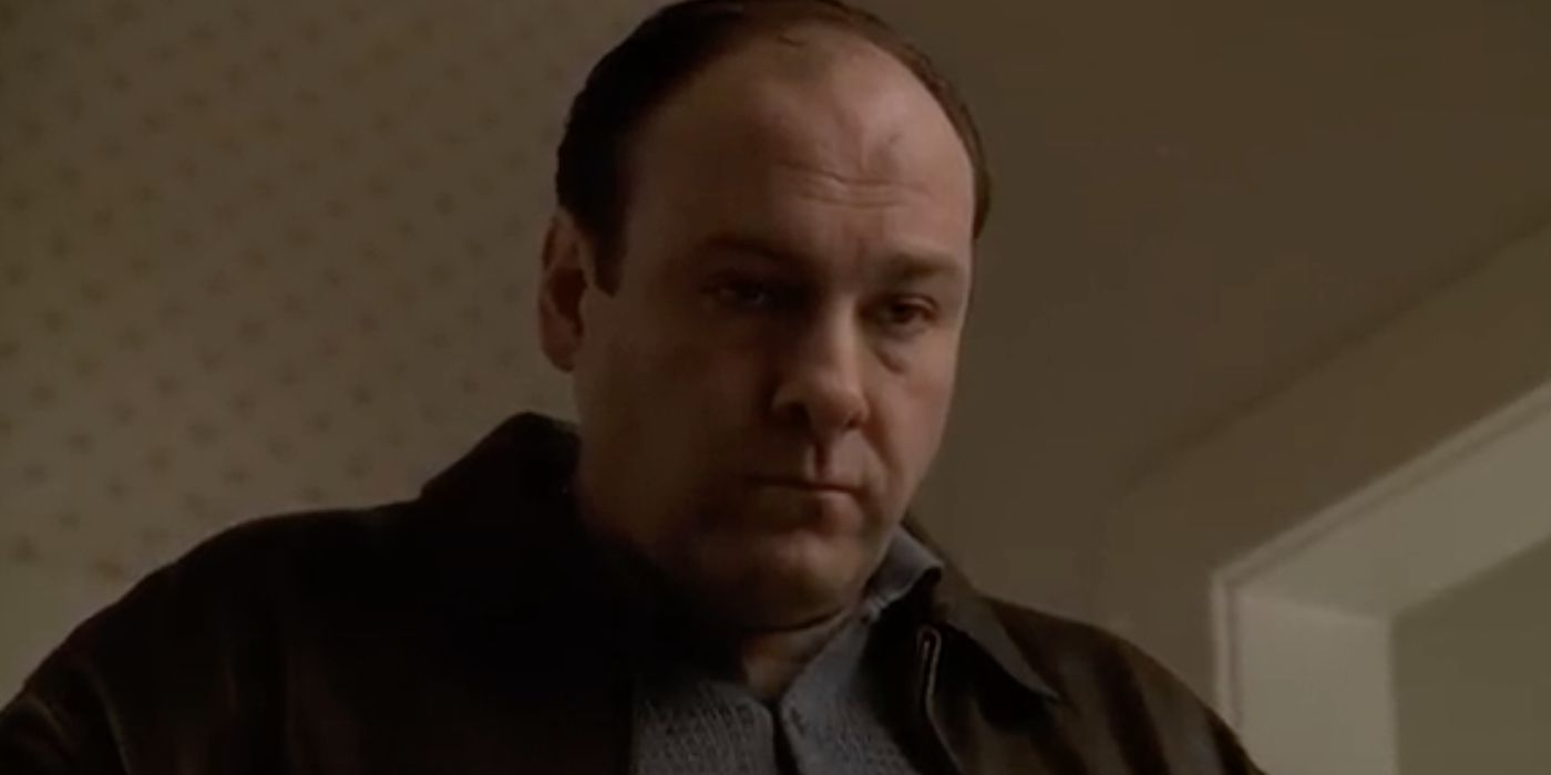 James Gandolfini as Tony Soprano in &lsquo;The Sopranos&rsquo; looking down seriously