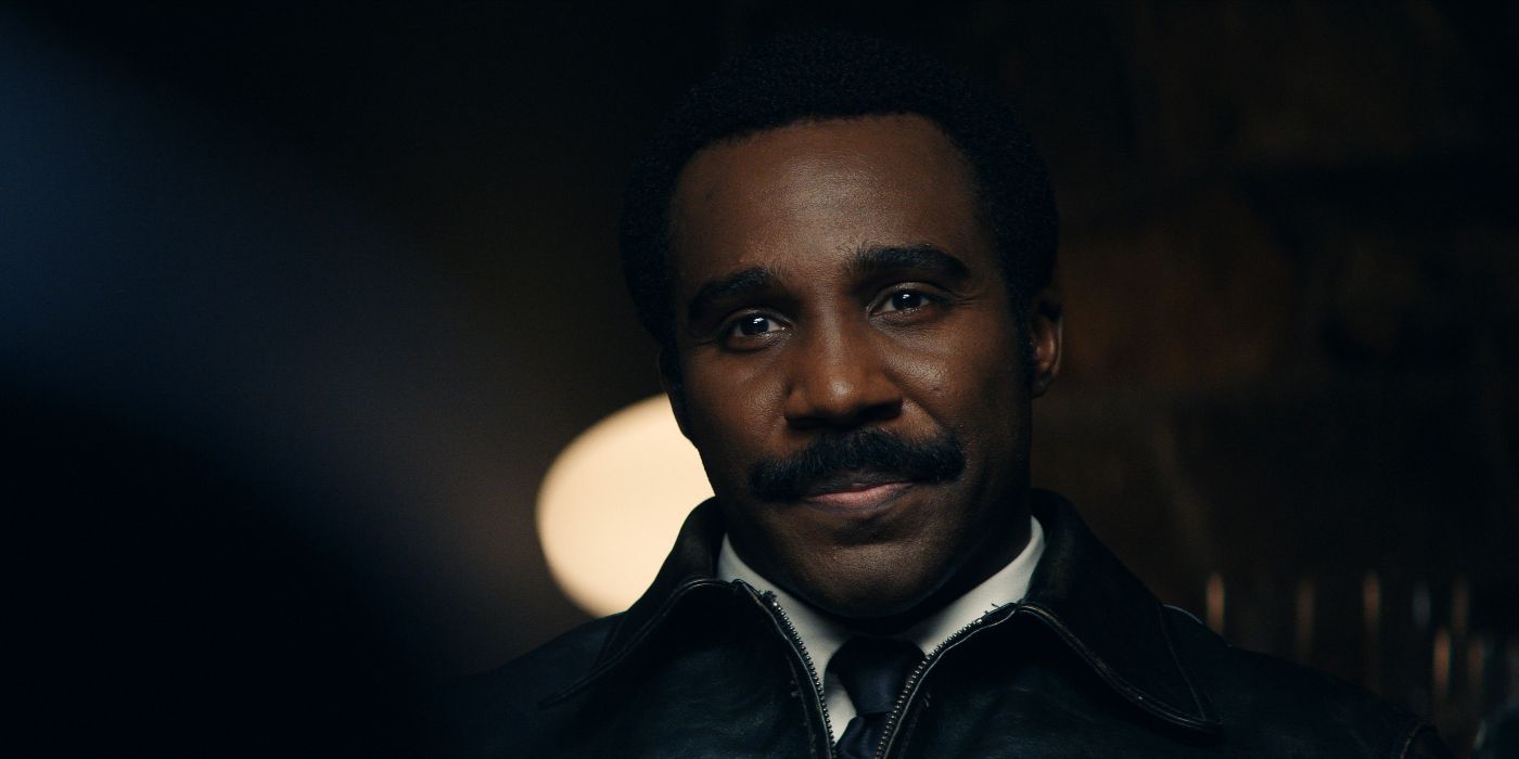 Tramell Tillman wearing a motorcycle jacket in Severance Season 2 Episode 2