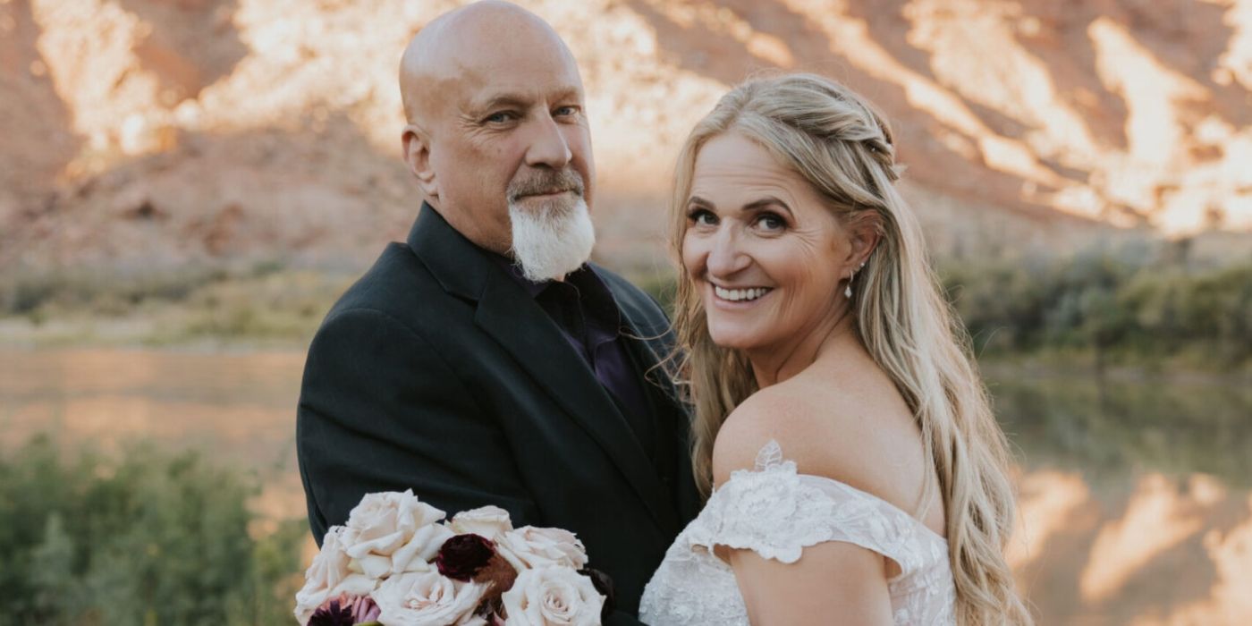 Christine Brown and David Woolley share their wedding photo.