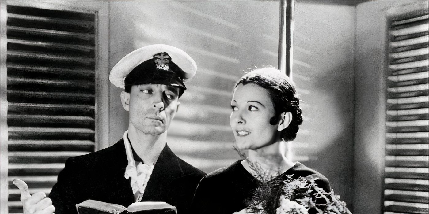A man and a woman exchanging glances in Spite Marriage
