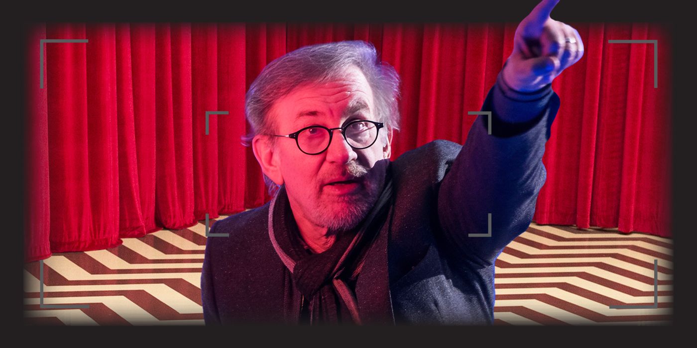 Steven Spielberg against the backdrop for Twin Peaks' Red Room