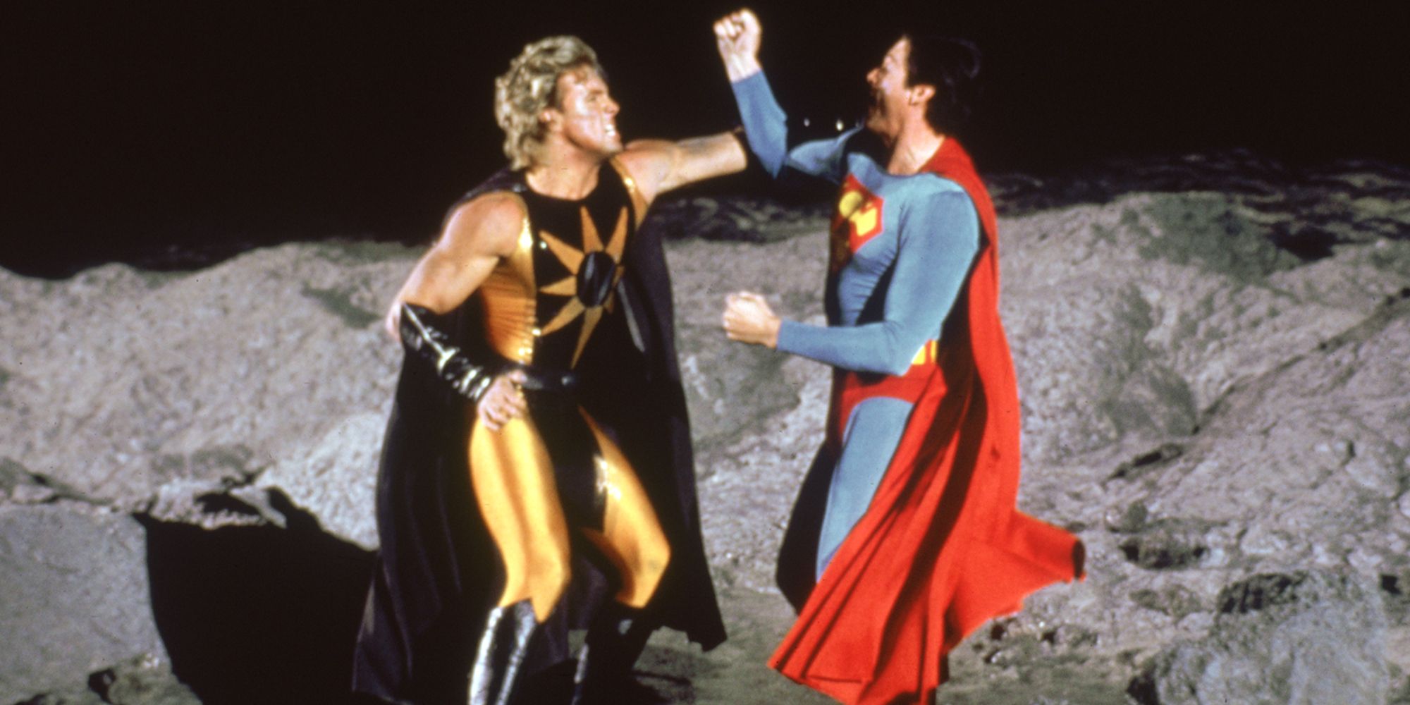 Superman fights Nuclear Man on the moon in Superman IV: The Quest for Peace