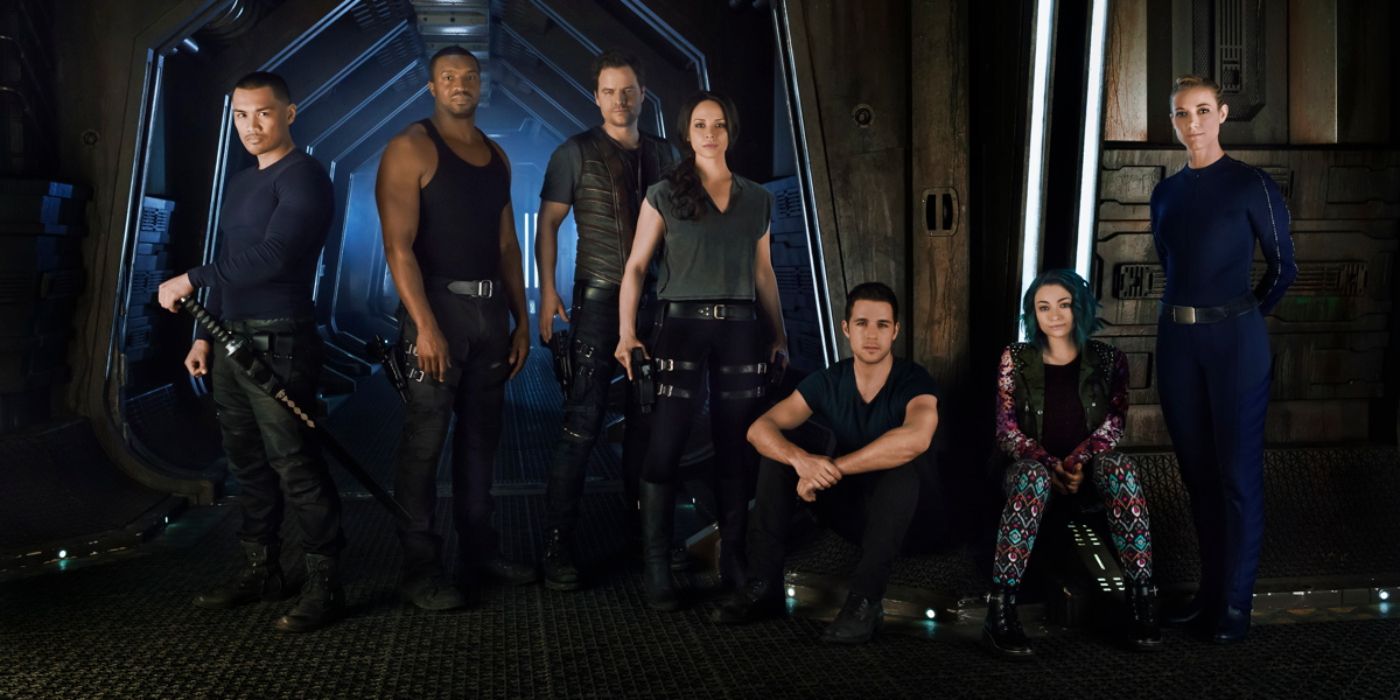 The cast of Syfy&rsquo;s Dark Matter in a promotional image