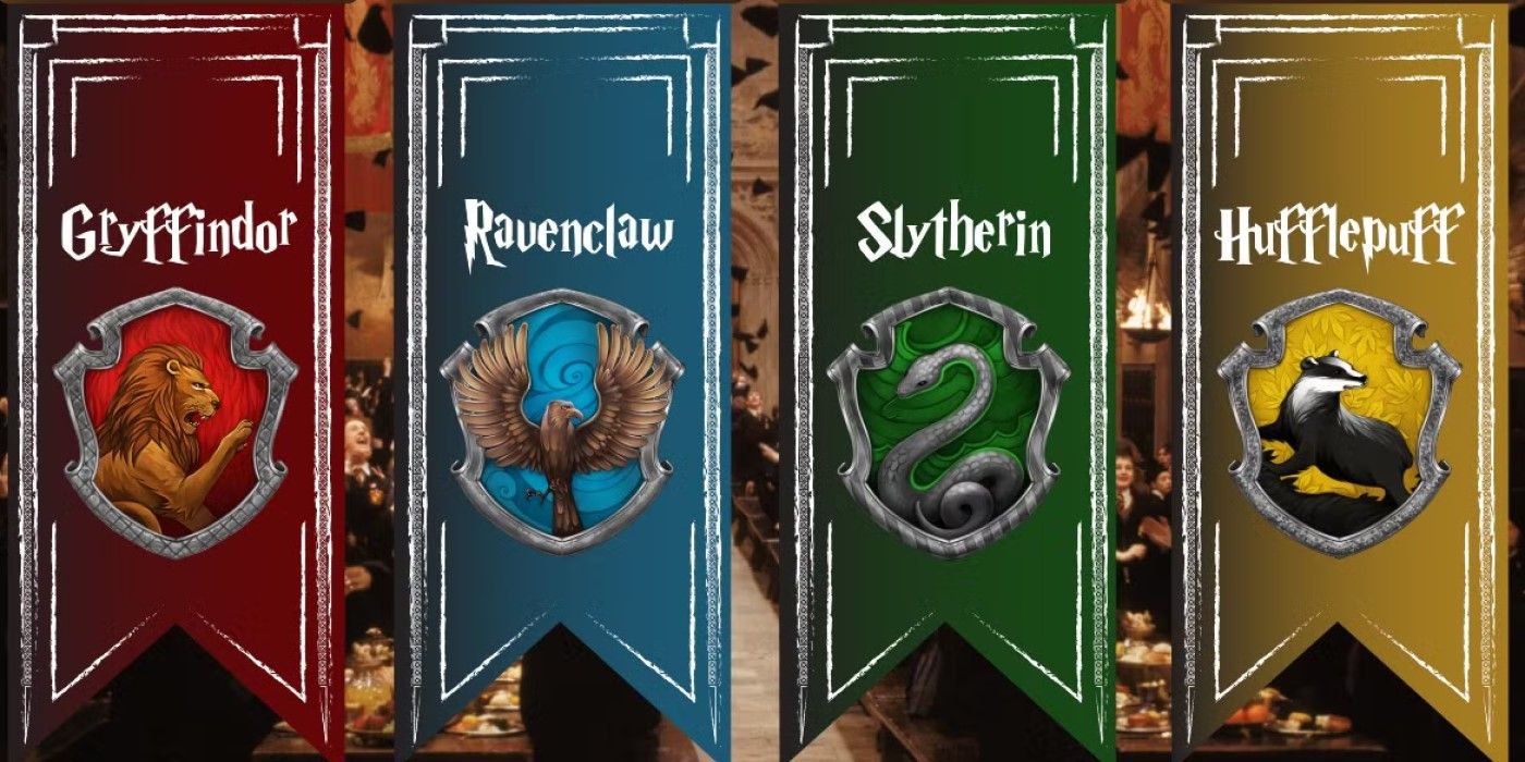 The flags of the four Hogwarts Houses from 'Harry Potter'