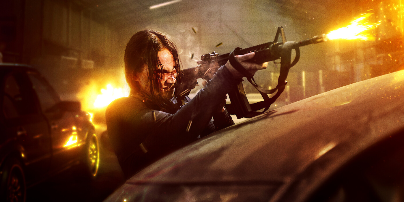 13 (Aurora Ribero) diring a gun in The Shadow Strays