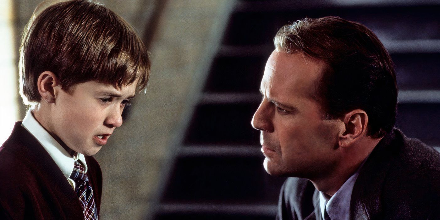 Haley Joel Osment speaking to Bruce Willis in 'The Sixth Sense'.