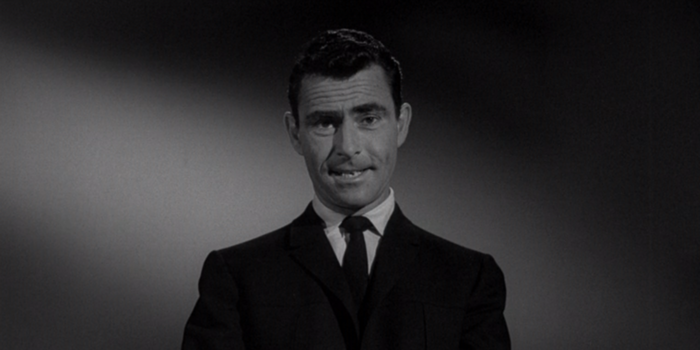 Rod Serling, front and center while staring at the camera, in &ldquo;The Obsolete Man&rdquo; from The Twilight Zone​​​​​​​.