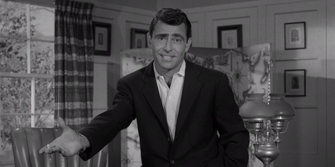 Rod Serling faces the camera in the closing narration for The Twilight Zone&rsquo;s &ldquo;A World of His Own&rdquo;.
