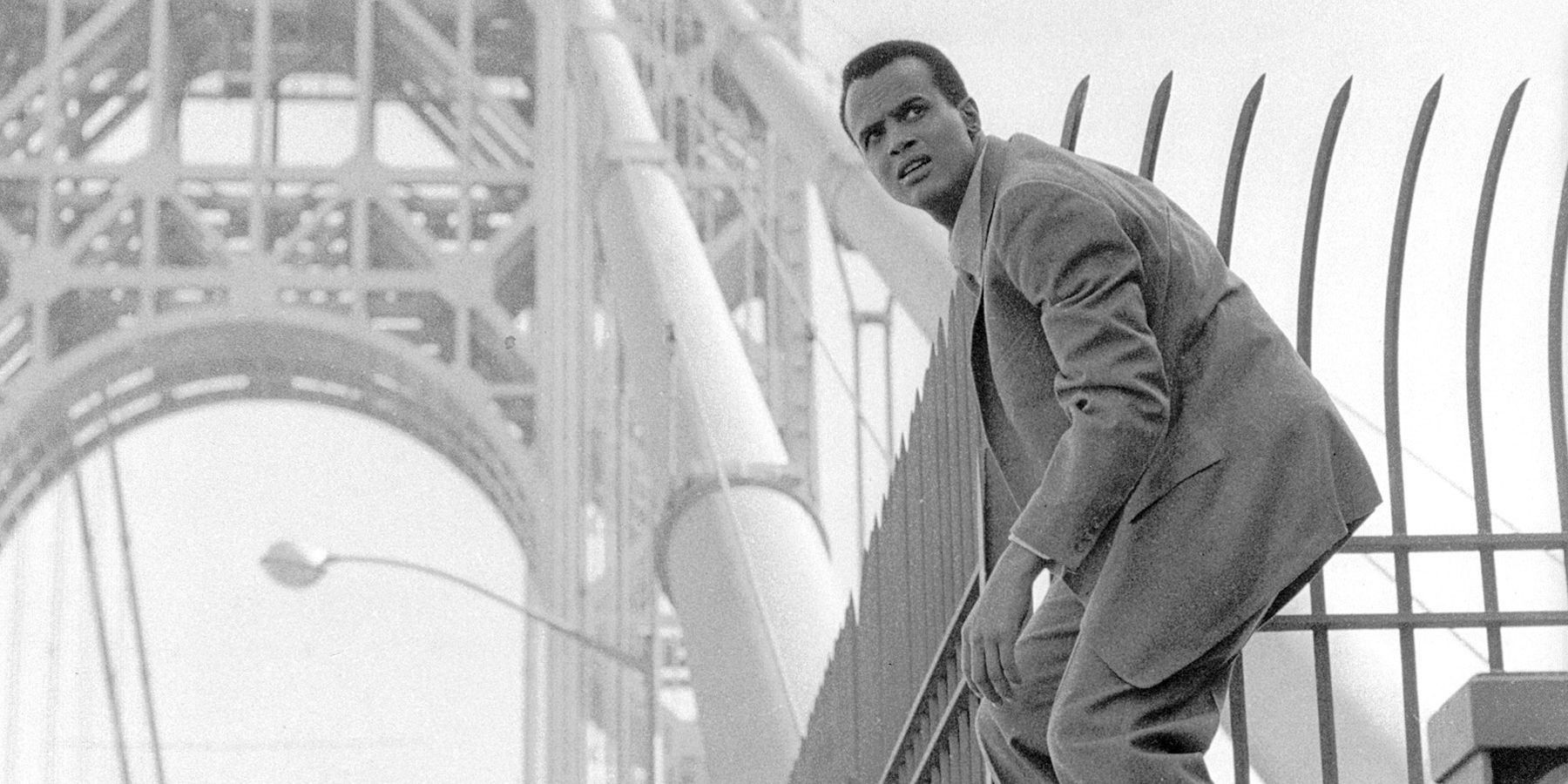 Harry Belafonte on a bridge in The World, the Flesh and the Devil