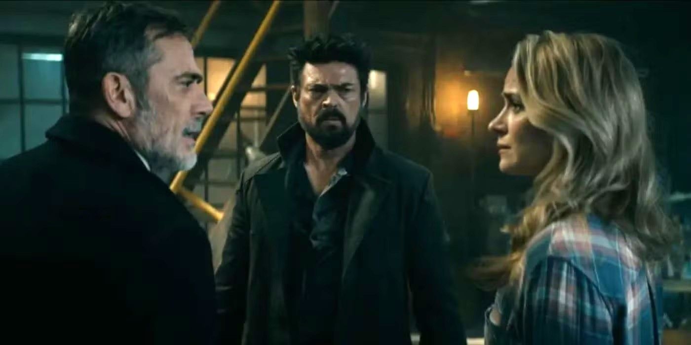 The Butcher, Starlight, and Joe looking at each other in The Boys.