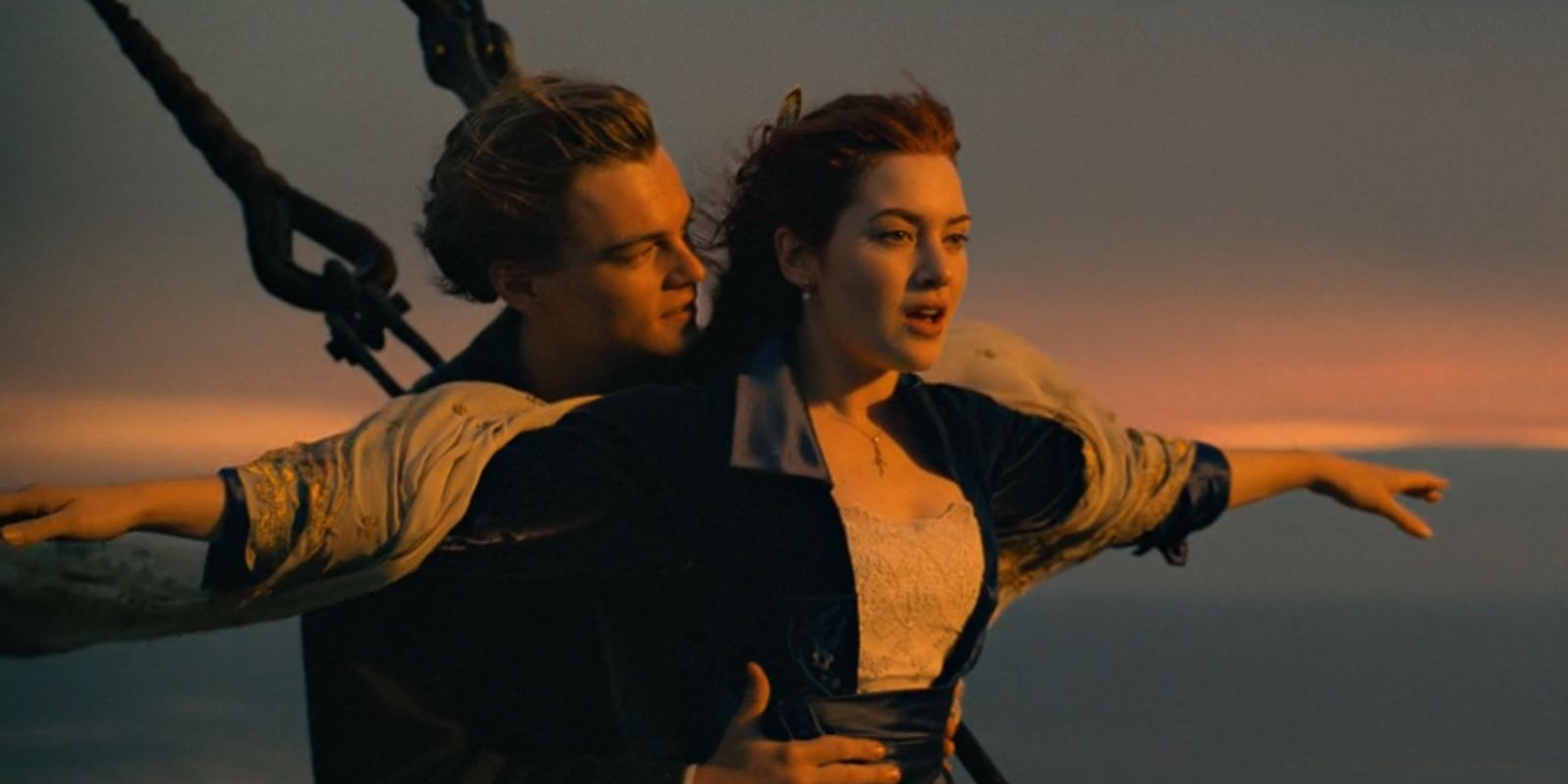 Jack, played by Leonardo DiCaprio, holds Rose, played by Kate Winslet, in 'Titanic'.