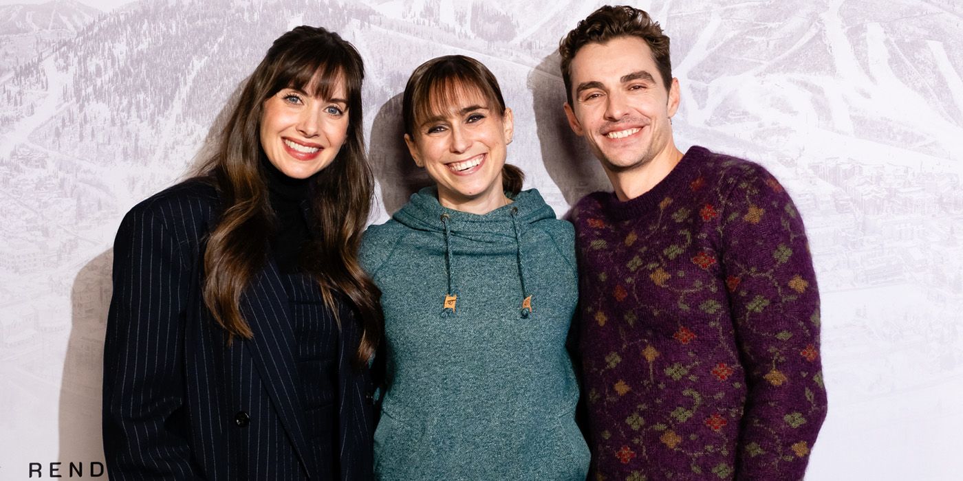 Alison Brie and Dave Franco posing with Perri Nemiroff at Sundance 2025 for Together