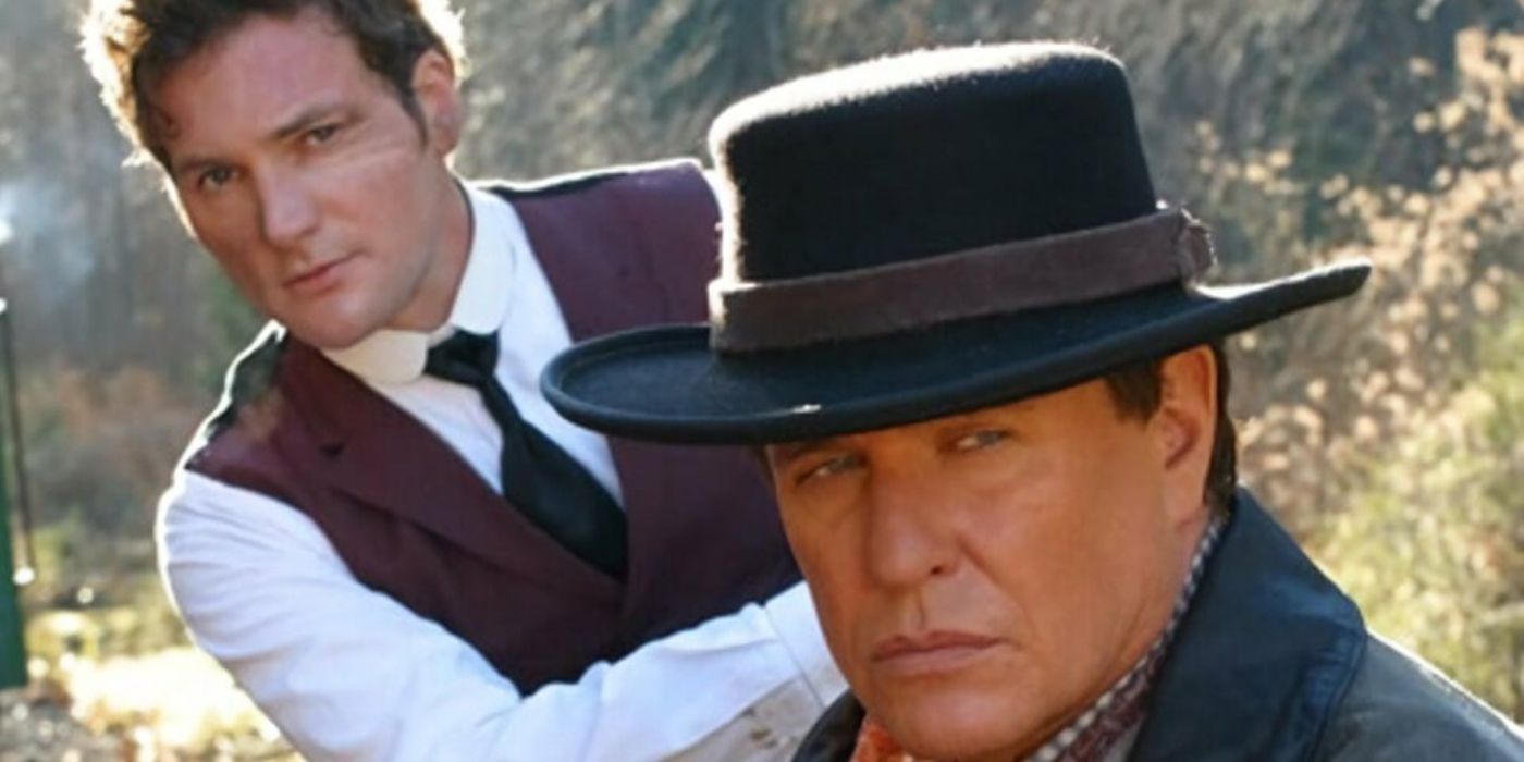 Tom Berenger in the front of the image for the Western forensic series 'Peacemakers'.