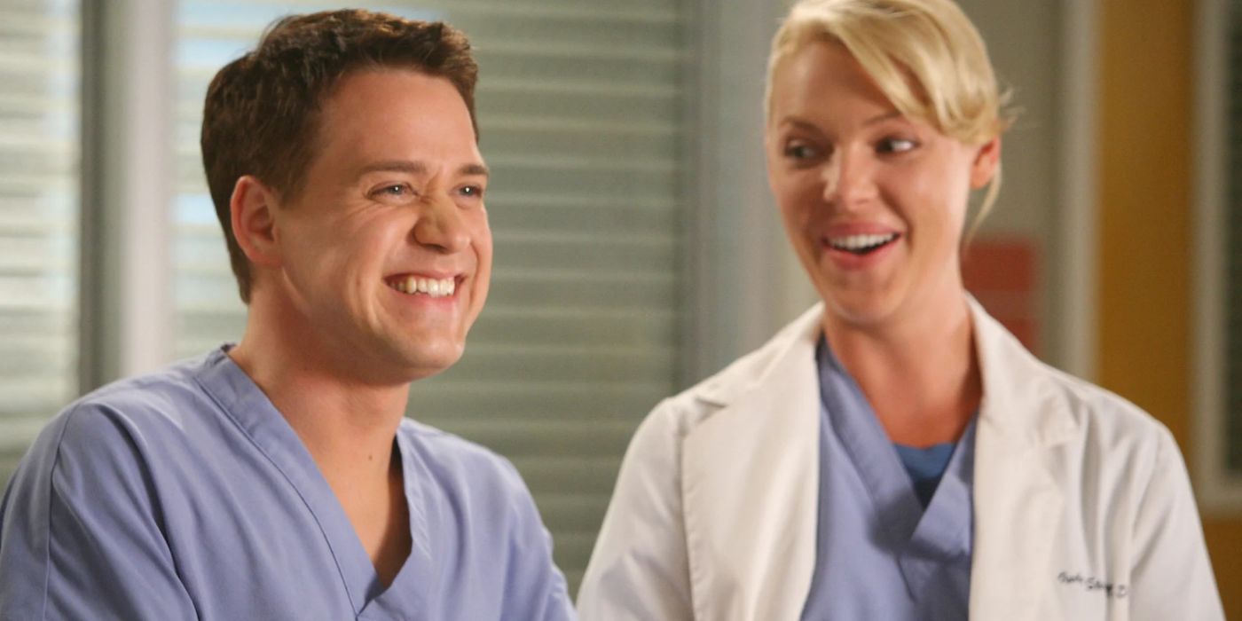 George O'Malley (T.R. Knight) and Izzie Stevens (Katherine Heigl) in 'Grey's Anatomy'